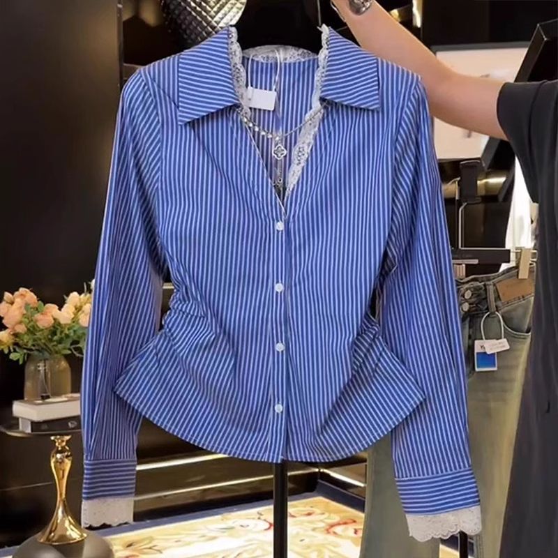 Summer Clothing Trends For Women - Élégant dentelle Patchwork plissé mince Blouse