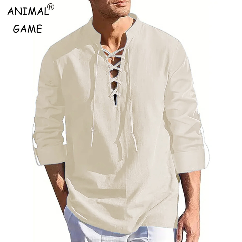Summer Viking Clothing - Chemise Renaissance pour hommes, haut Pirate