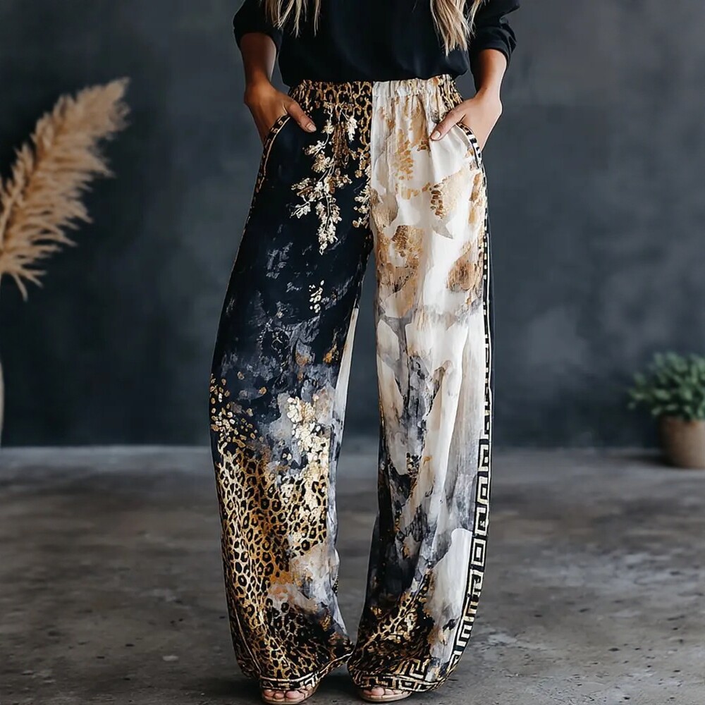 Palazzo Pant Wide - Pantalon Palazzo Ample Femme Imprimé Léopard