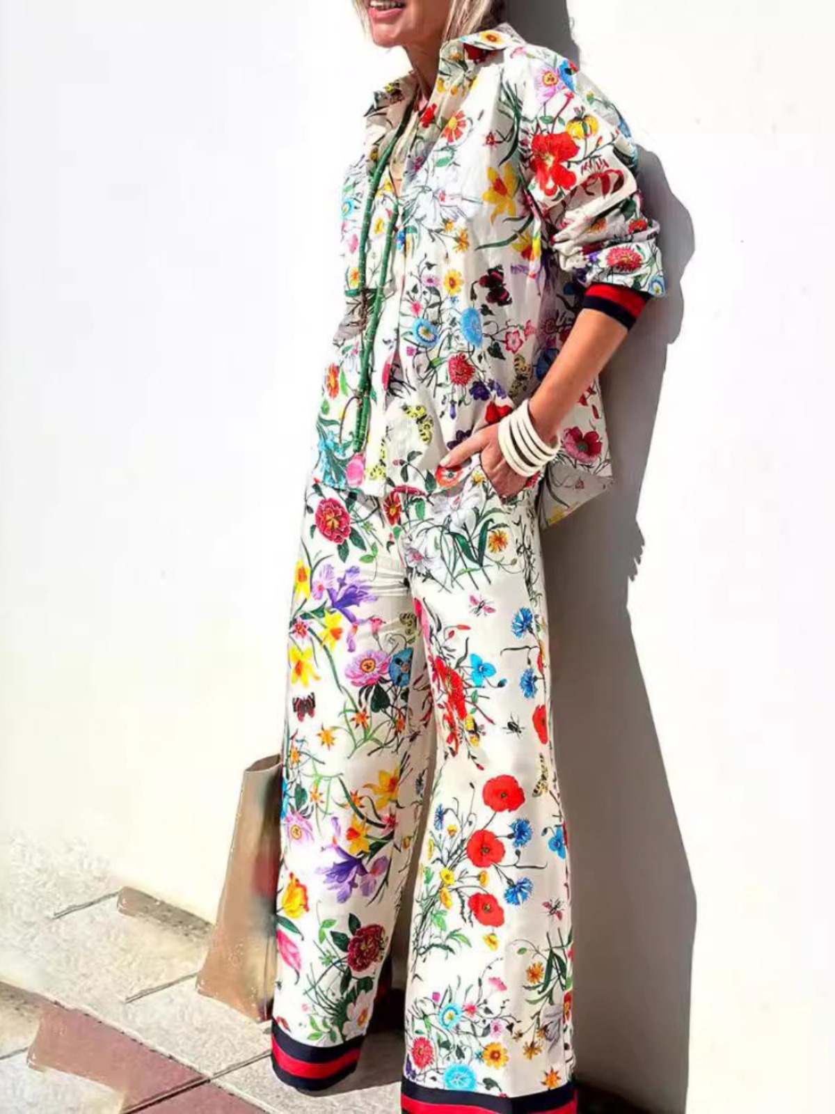 Summer Clothing Work - Ensemble imprimé décontracté et tendance, pantalon