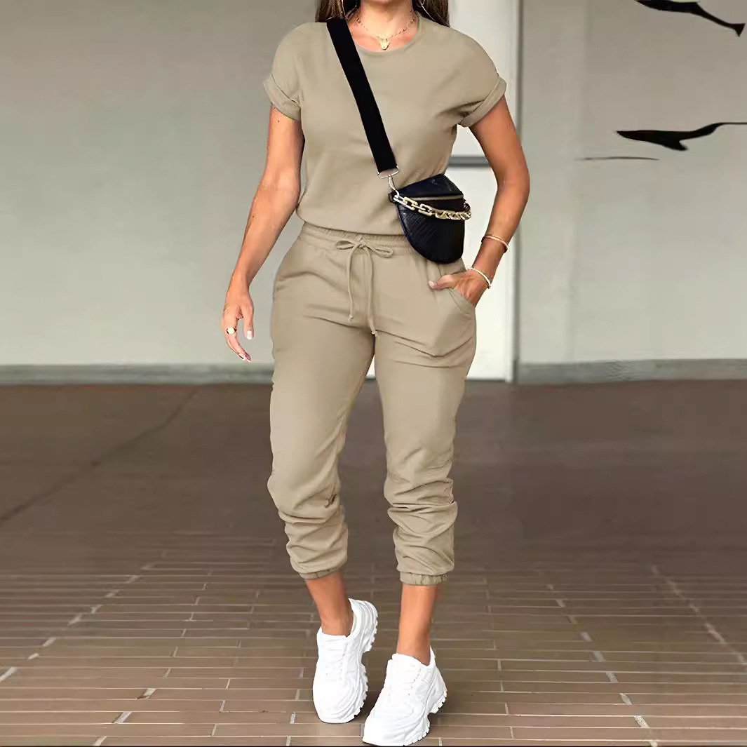 Summer Clothing Work - Ensemble pantalon femme deux pièces col