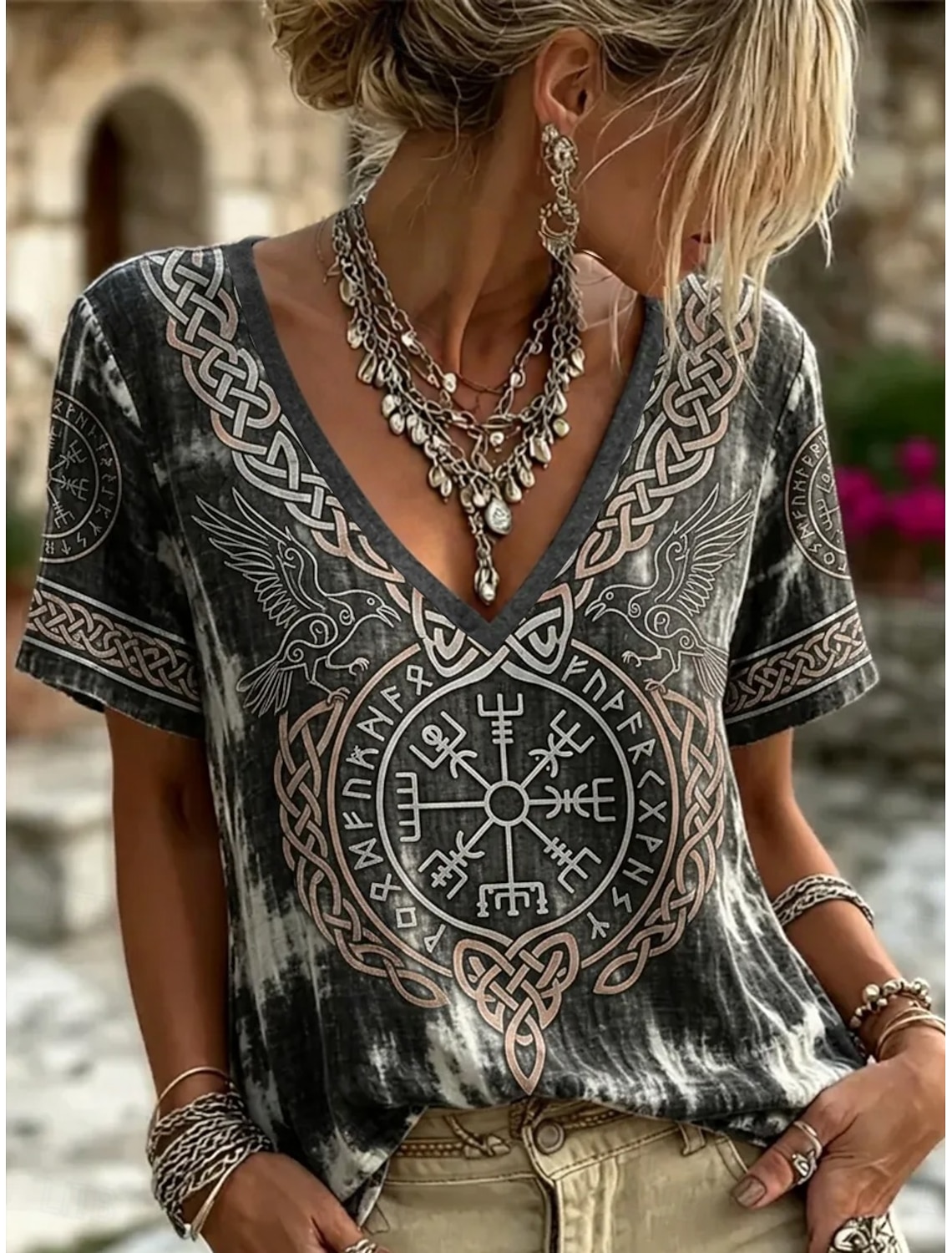 Summer Viking Clothing - T-shirt décontracté d'été pour femme à
