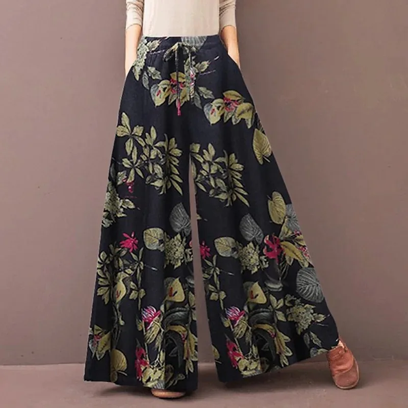 Palazzo Pant Wide - Pantalon Palazzo Bohème Floral Ample pour