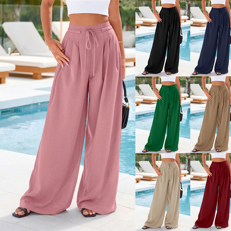 Palazzo Pant Wide - Pantalon palazzo plissé ample taille haute