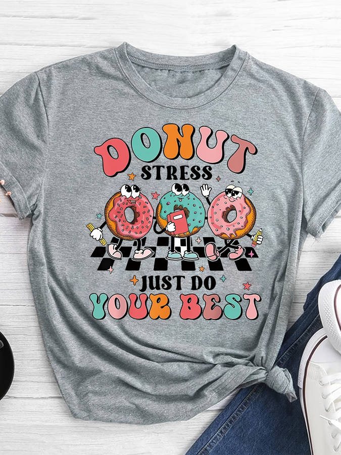 Quality Summer Clothing For Women - T-shirt imprimé dessin animé Donut, haut