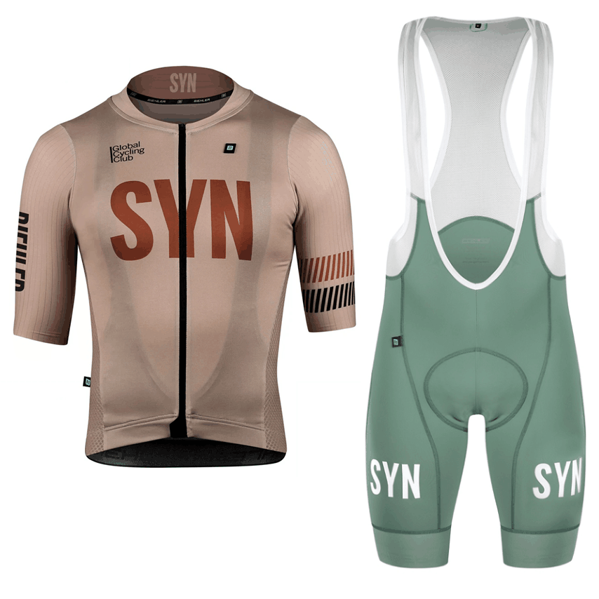 Summer Clothing Sale Men - SYN-Maillot de cyclisme marron à manches