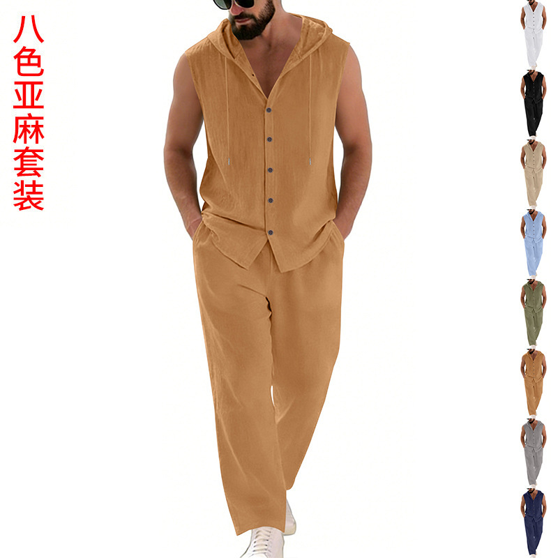Summer Clothing Usa - Costume décontracté en lin pour hommes,