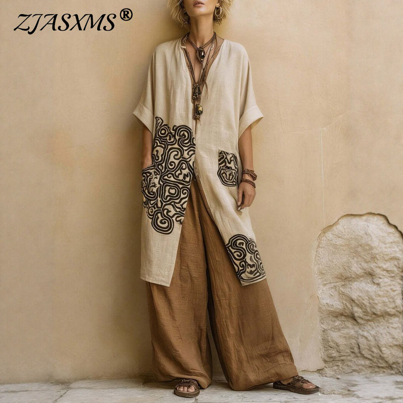 Summer Vacation Clothing Women - Ensemble 3 pièces Kimono Bohème Ouvert