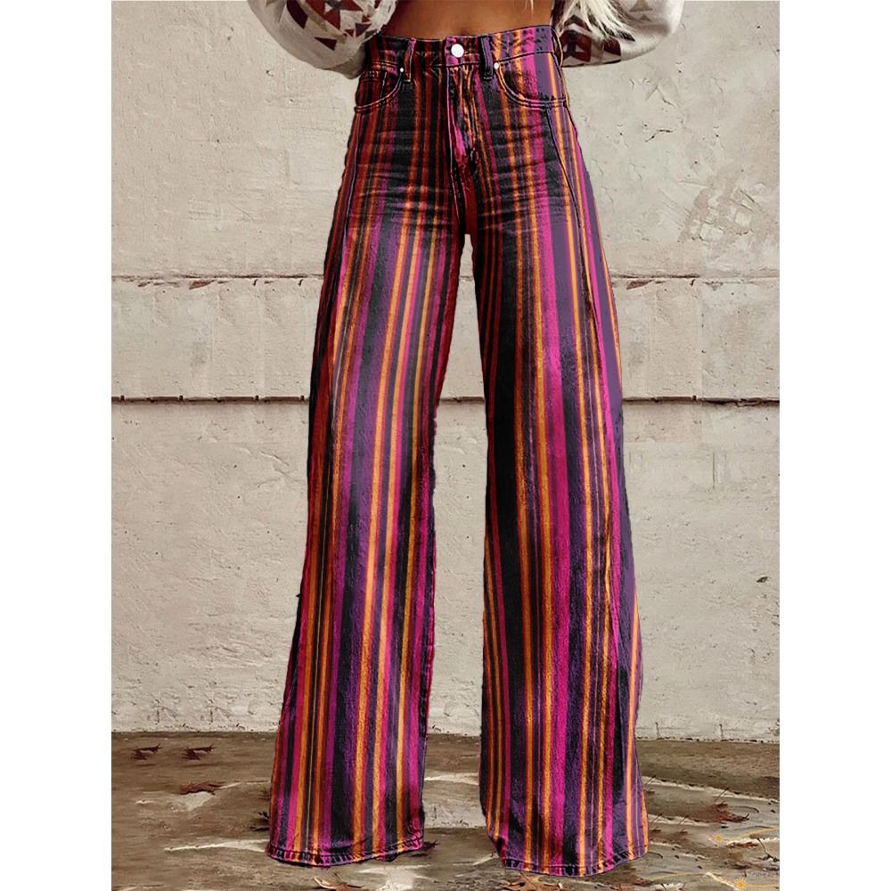 Palazzo Pant Wide - Pantalon évasé à rayures rétro pour