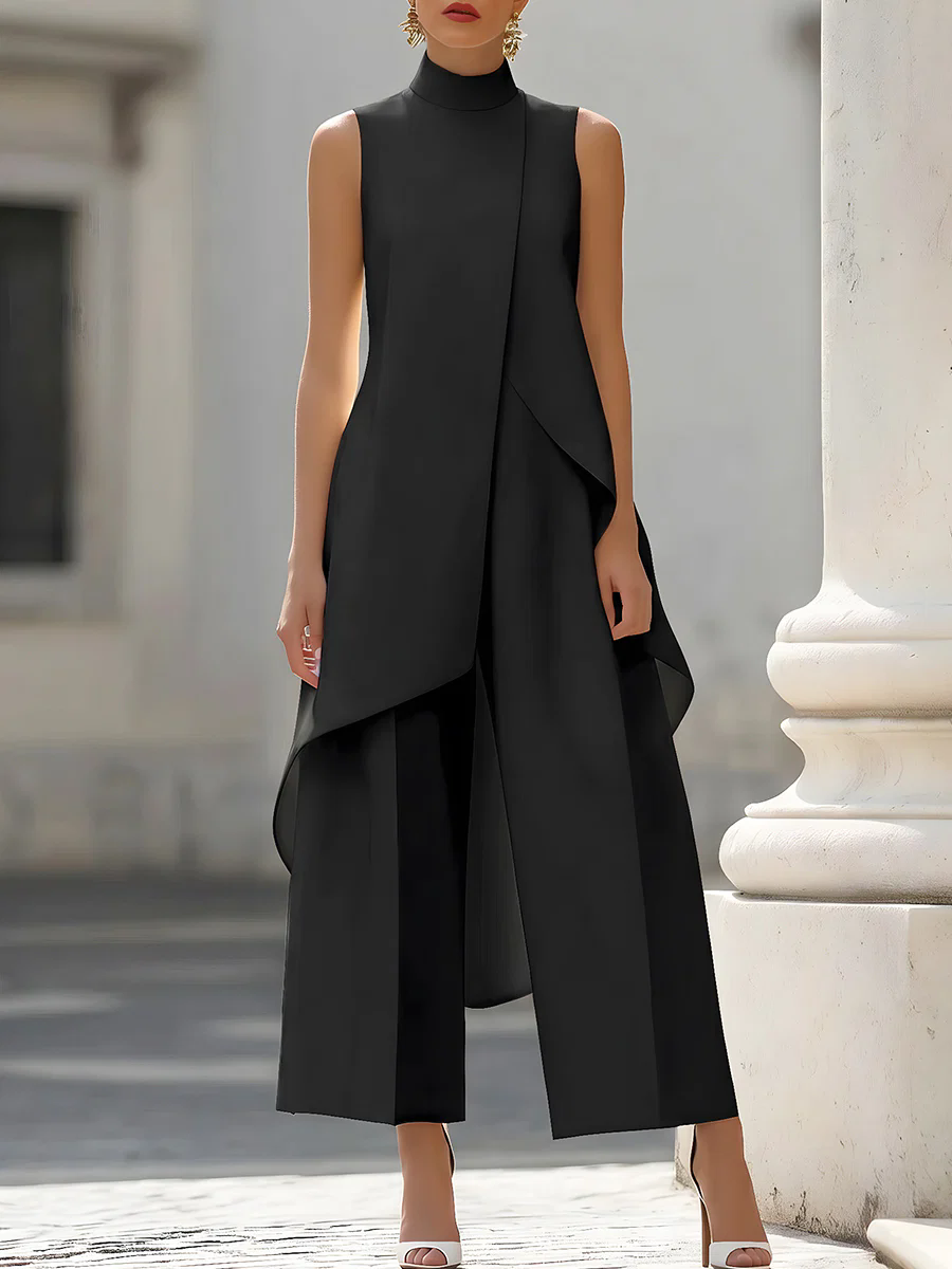 Palazzo Pant Wide - Combinaison sans manches à col montant