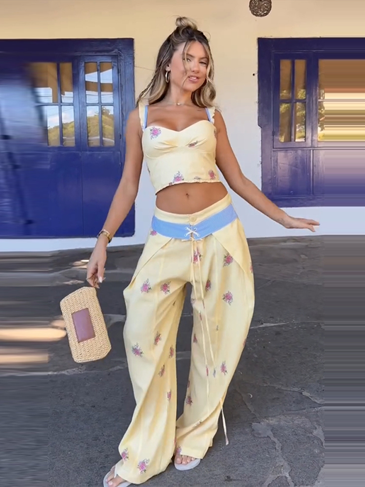 Summer Vacation Clothing Women - Ensemble pantalon et veste imprimés sexy