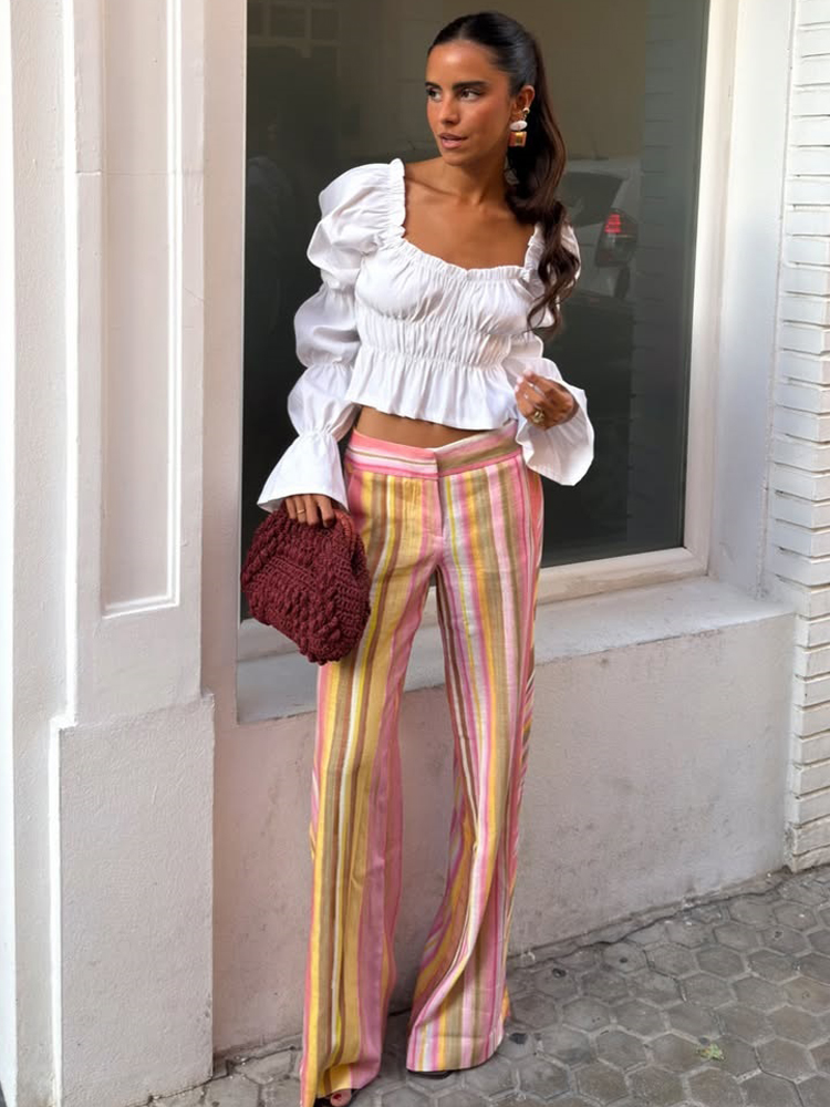 Pantalon rayé pour femme, pant - Palazzo Pant Wide avis et prix