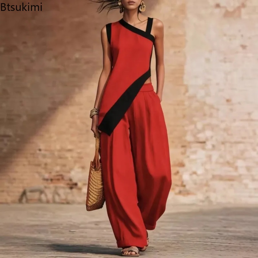 Nouvel ensemble pantalon large - Summer Vacation Clothing Women avis et prix