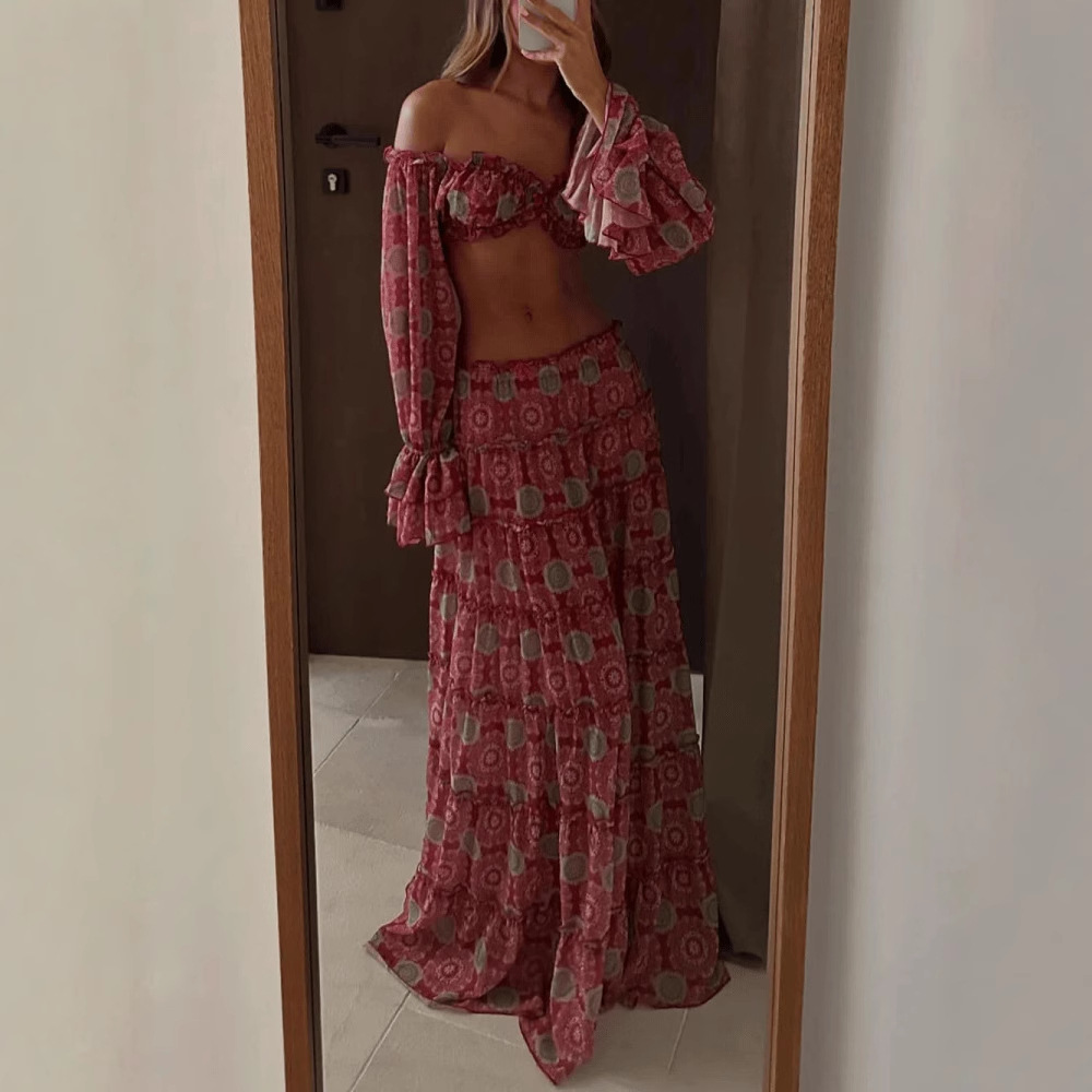Ensemble deux pièces jupe impr - Summer Vacation Clothing Women avis et prix