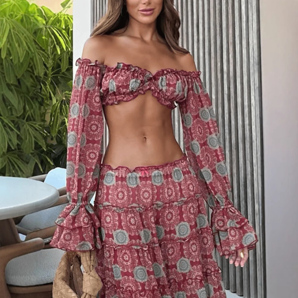 Ensemble deux pièces jupe impr - Summer Vacation Clothing Women avis et prix