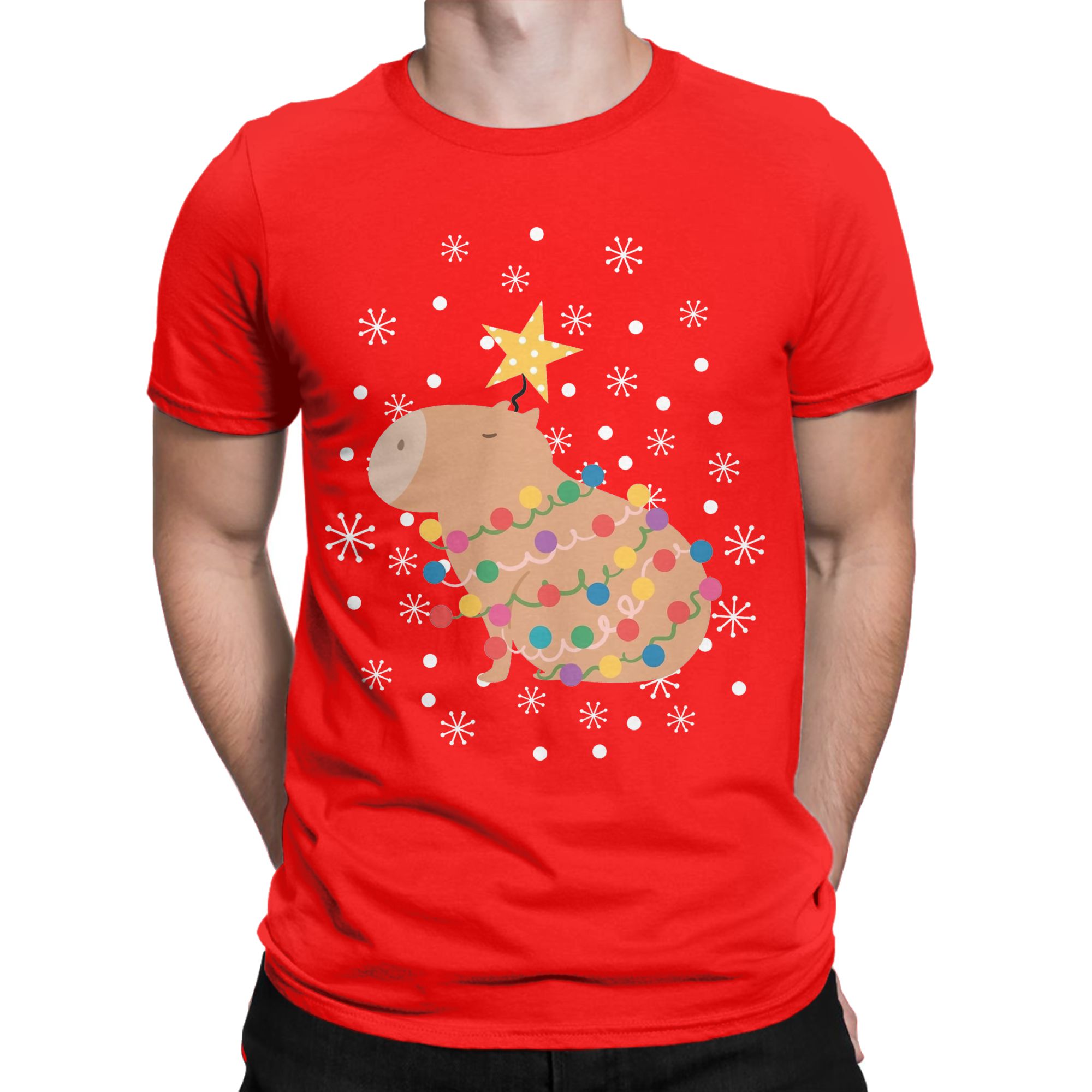 Capybara arbre de noël T-Shirt - Summer Clothing Ideas Men avis et prix