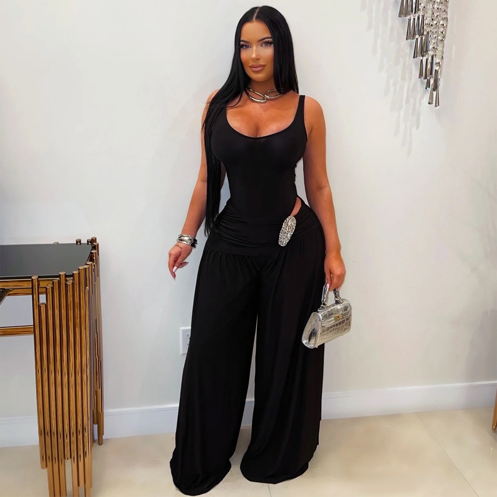 Ensemble 2 Pièces Femme Couleu - Palazzo Pant Wide avis et prix