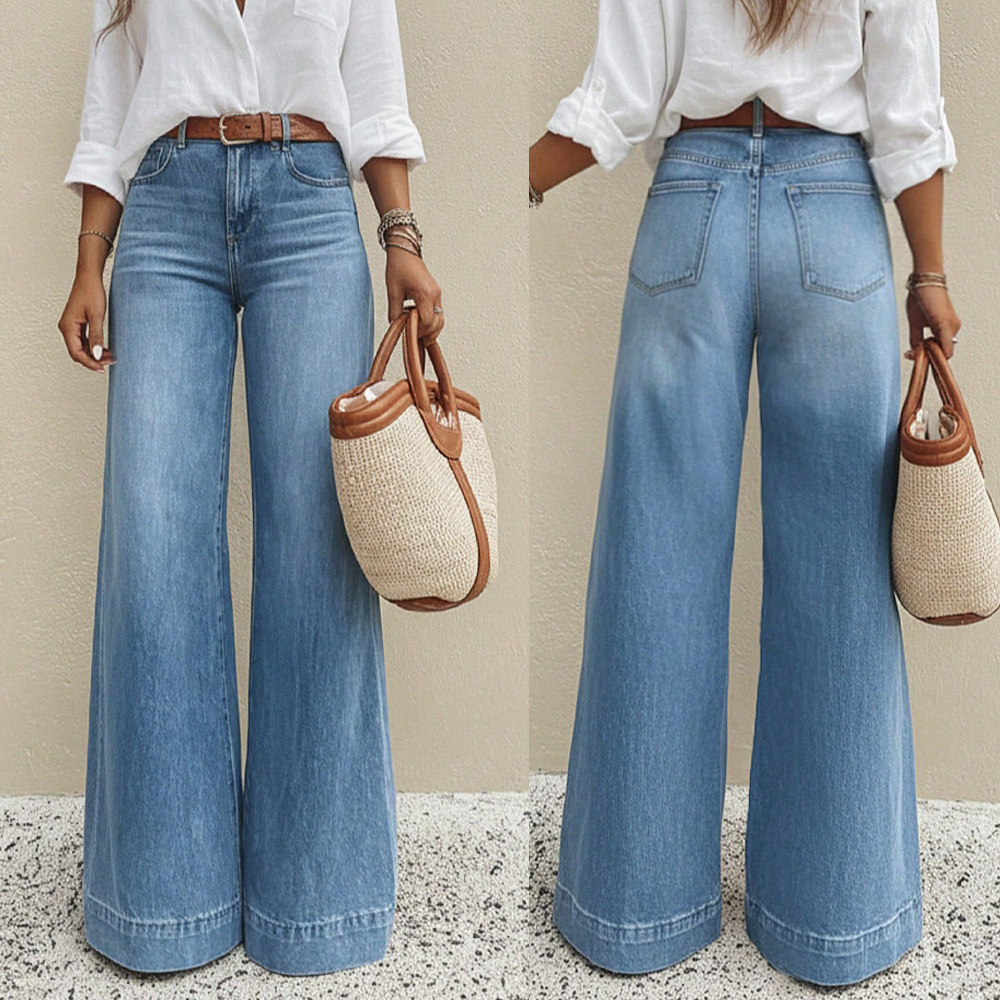 Jean large en denim délavé pou - Palazzo Pant Wide avis et prix